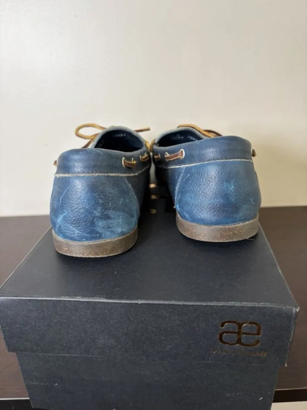 Allen Edmonds Northland Blue Leather Dockside Boat Shoes Men’s 11 Lace Up